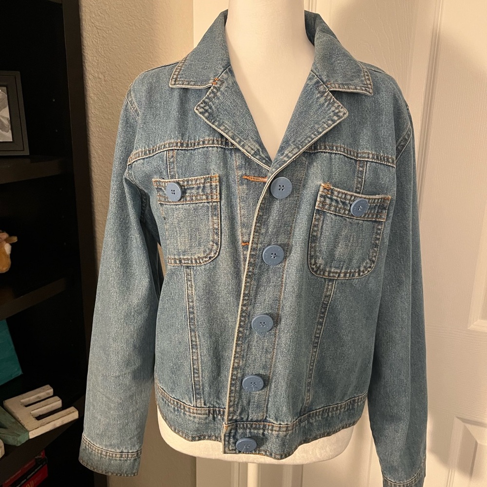 Bill Blass Vintage Denim Jacket Blue Button Front Jeanswear Size Large